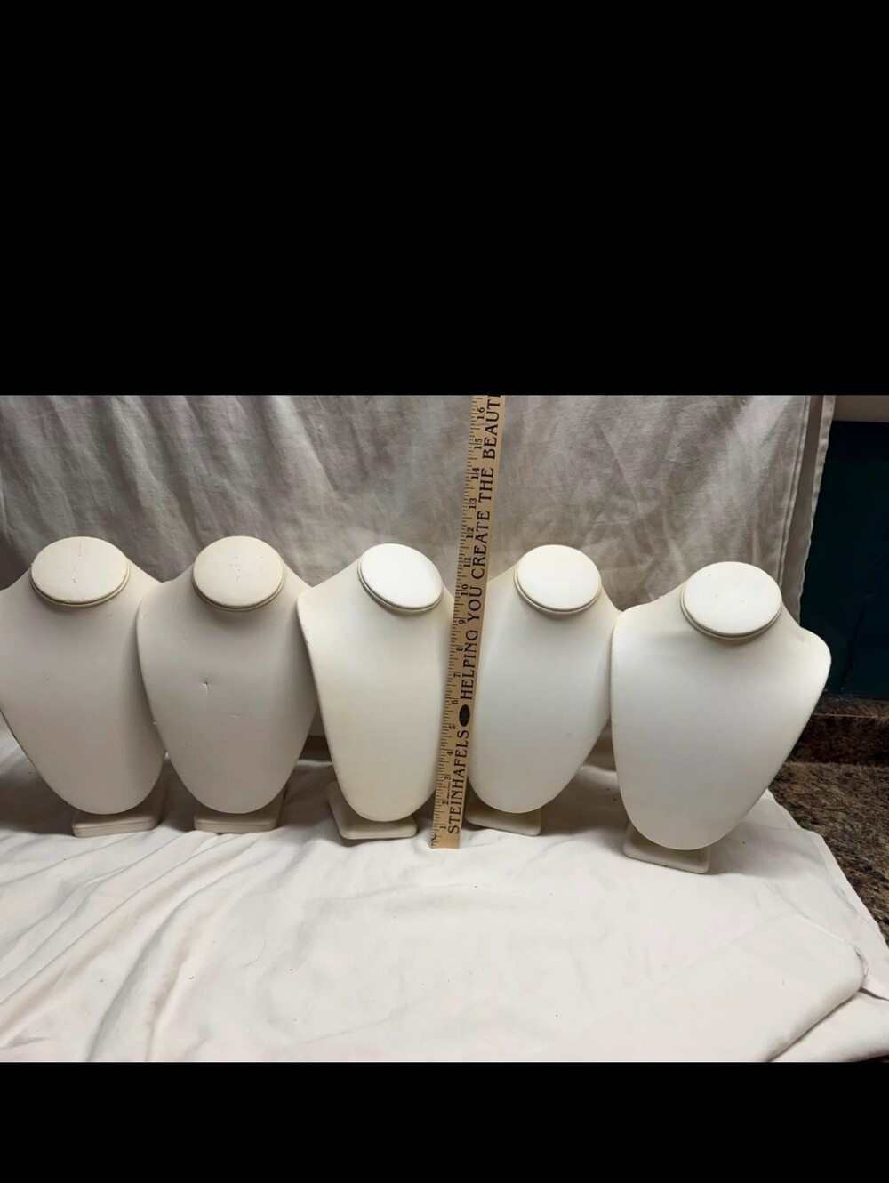 Neutral White/Cream Color Jewelry Display Bust Stand - Set of 5.